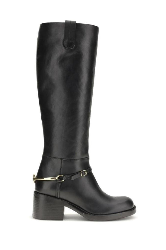 Chloé Schwarze Schnürstiefel aus Kalbsleder Bos Taurus by Chloé
