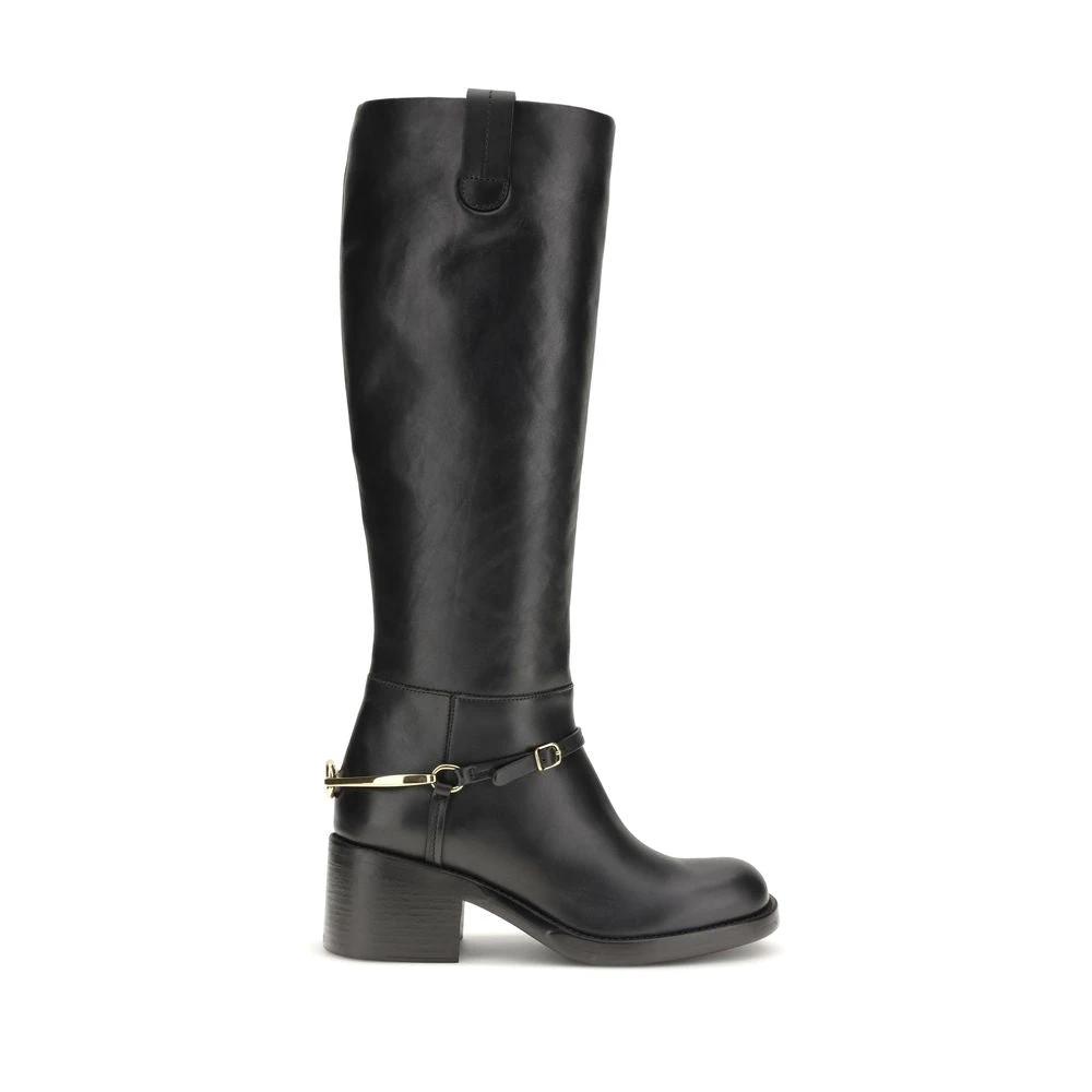 Chloé Schwarze Schnürstiefel aus Kalbsleder Bos Taurus by Chloé