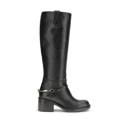 Chloé Schwarze Schnürstiefel aus Kalbsleder Bos Taurus by Chloé