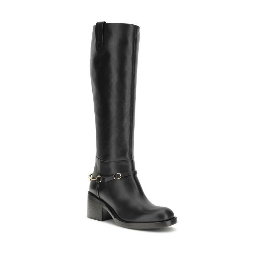 Chloé Schwarze Schnürstiefel aus Kalbsleder Bos Taurus by Chloé
