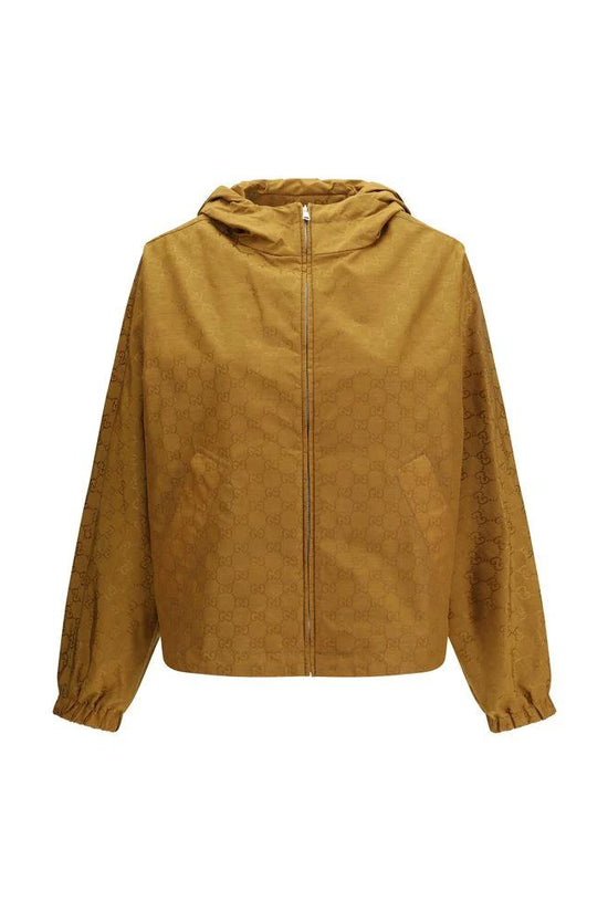 Gucci Beige Nylon Shell Jacke by Gucci