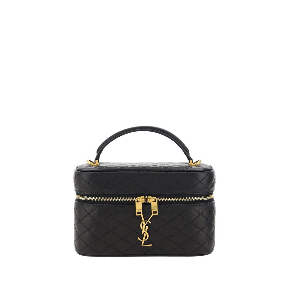 Saint Laurent Schwarze Bos Taurus Kalbsleder Schultertasche by Saint Laurent