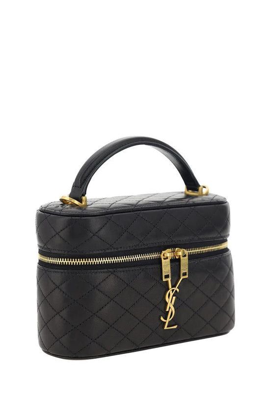 Saint Laurent Schwarze Bos Taurus Kalbsleder Schultertasche by Saint Laurent