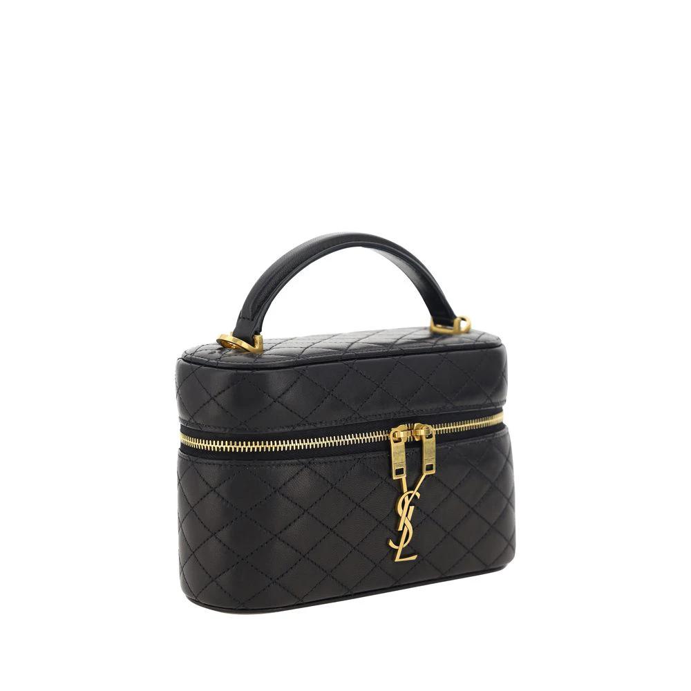 Saint Laurent Schwarze Bos Taurus Kalbsleder Schultertasche by Saint Laurent