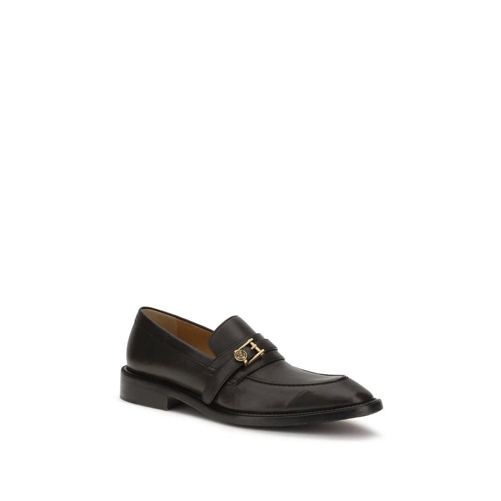 Versace Schwarze Bos Taurus Kalbsleder Loafer zum Hineinschlüpfen by Versace