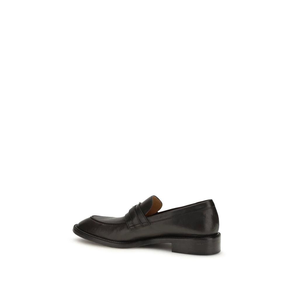 Versace Schwarze Bos Taurus Kalbsleder Loafer zum Hineinschlüpfen by Versace