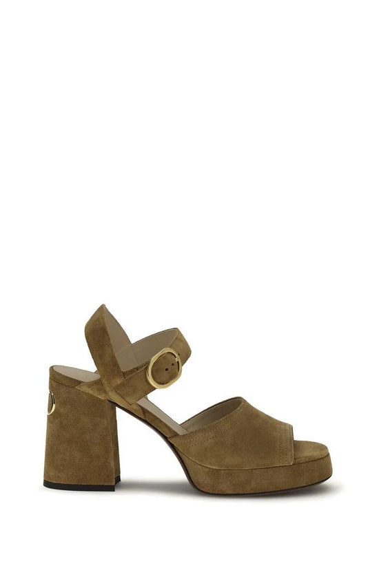 Valentino Garavani Beige Kalbsleder Bos Taurus Plateau-Sandalen by Valentino Garavani