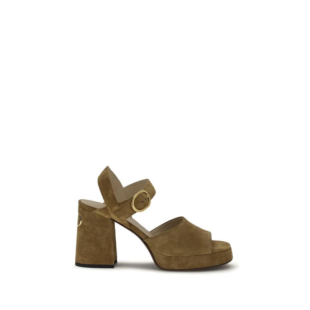 Valentino Garavani Beige Kalbsleder Bos Taurus Plateau-Sandalen by Valentino Garavani