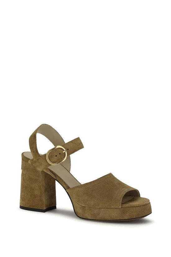 Valentino Garavani Beige Kalbsleder Bos Taurus Plateau-Sandalen by Valentino Garavani