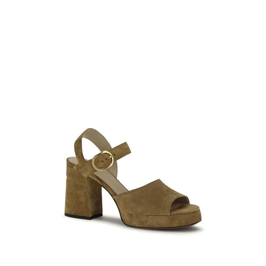 Valentino Garavani Beige Kalbsleder Bos Taurus Plateau-Sandalen by Valentino Garavani