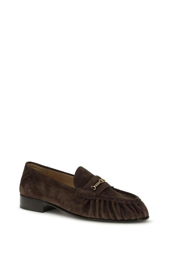 Valentino Garavani Braune Kalbsleder Bos Taurus Slipper-Loafer by Valentino Garavani