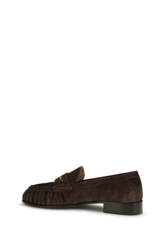 Valentino Garavani Braune Kalbsleder Bos Taurus Slipper-Loafer by Valentino Garavani