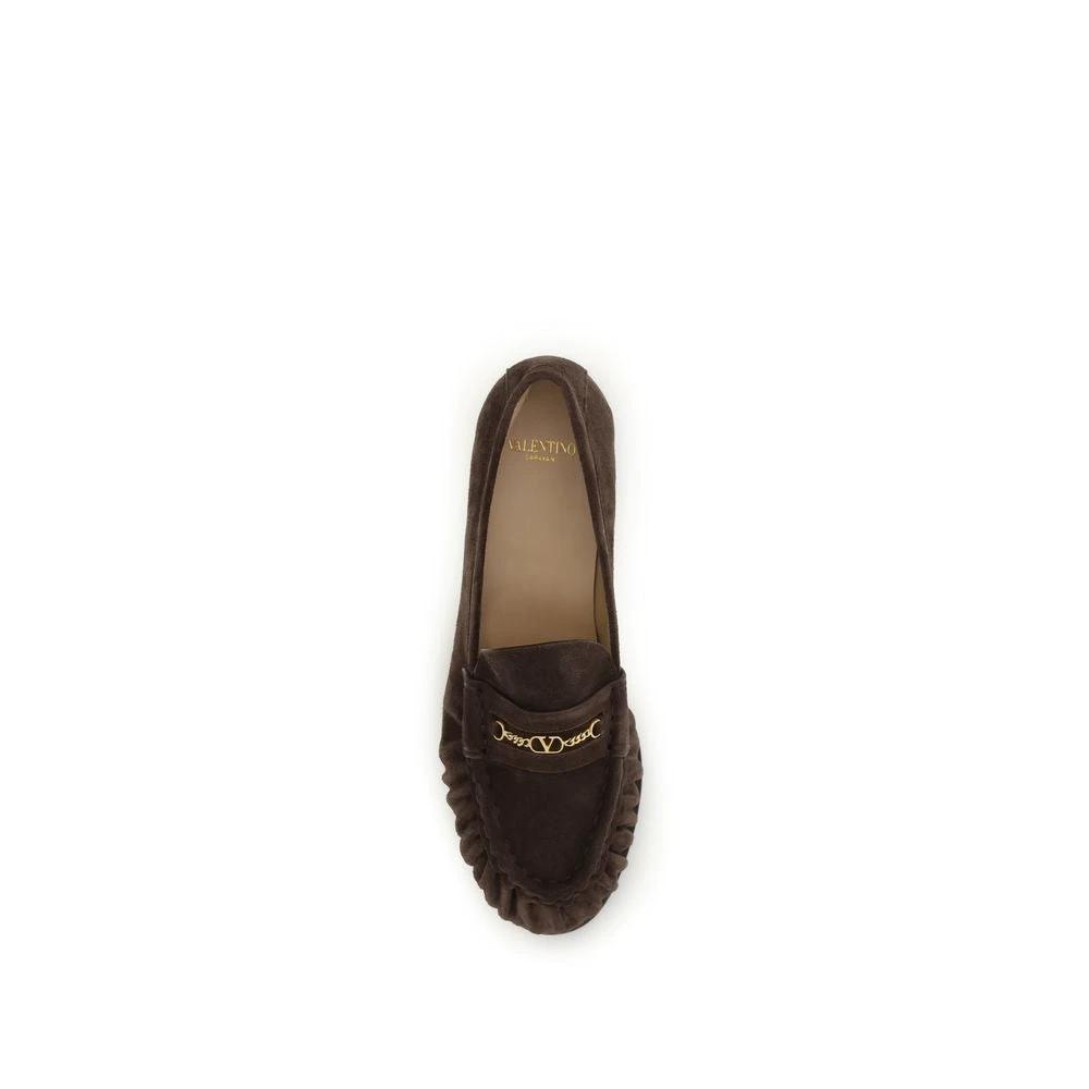 Valentino Garavani Braune Kalbsleder Bos Taurus Slipper-Loafer by Valentino Garavani