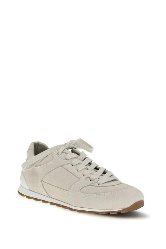 Brunello Cucinelli Beige Calf Leather Bos Taurus Low Top Sneakers by Brunello Cucinelli