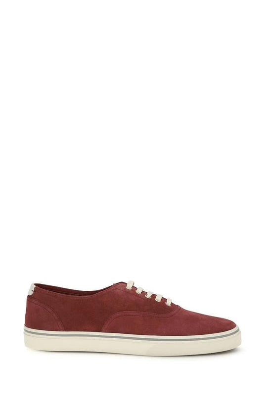 Brunello Cucinelli Cucinelli Bordeaux Calf Leather Bos Taurus Low Top Sneakers by Brunello Cucinelli Cucinelli