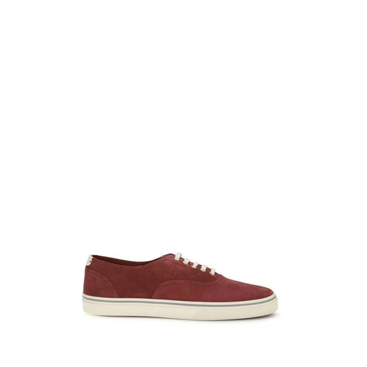 Brunello Cucinelli Cucinelli Bordeaux Calf Leather Bos Taurus Low Top Sneakers by Brunello Cucinelli Cucinelli