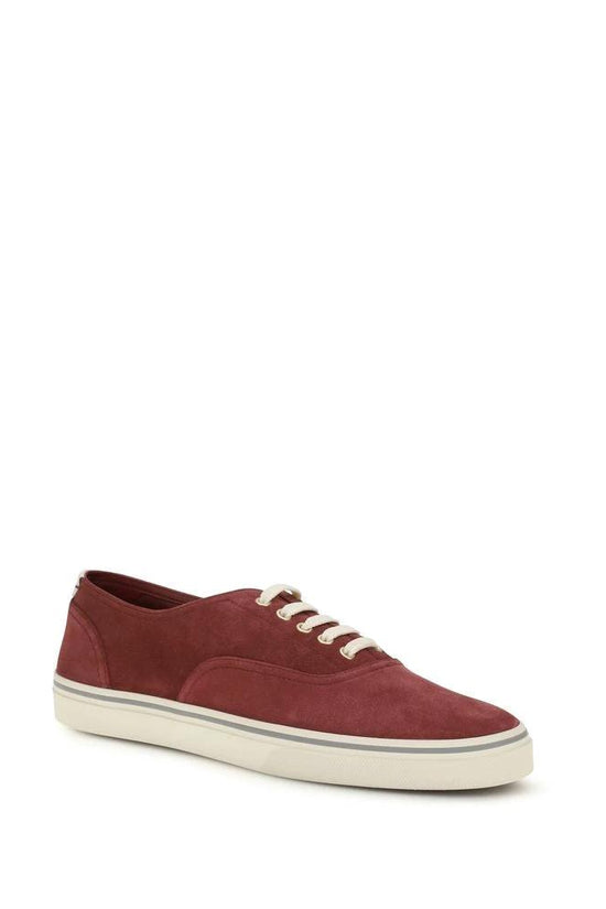 Brunello Cucinelli Bordeaux Calf Leather Bos Taurus Low Top Sneakers by Brunello Cucinelli