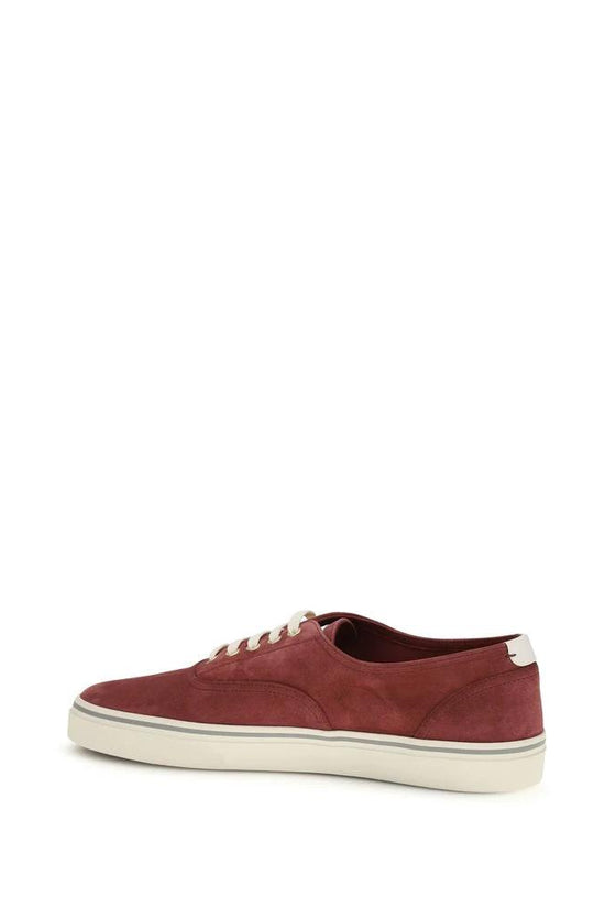 Brunello Cucinelli Bordeaux Calf Leather Bos Taurus Low Top Sneakers by Brunello Cucinelli