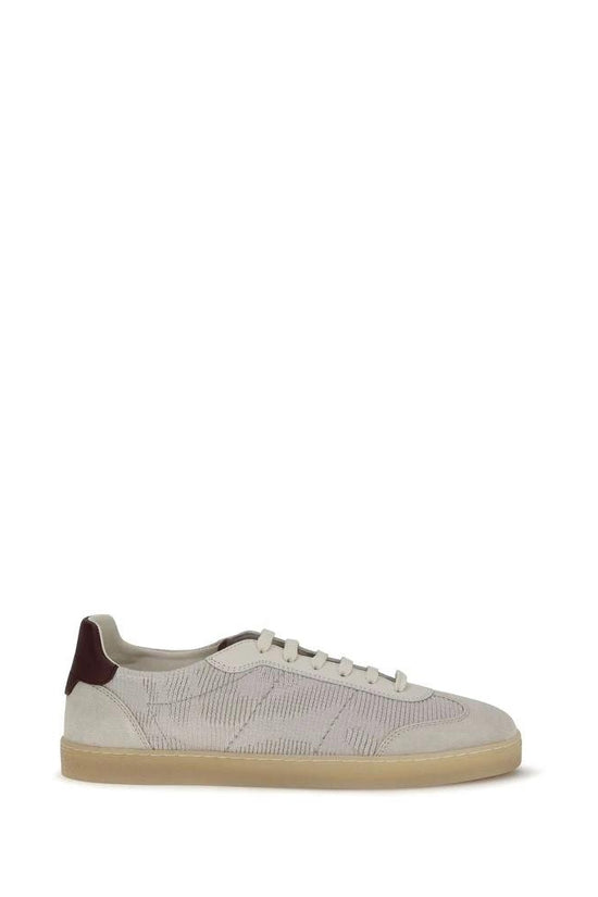 Brunello Cucinelli Cucinelli Beige Calf Leather Bos Taurus Low Top Sneakers by Brunello Cucinelli Cucinelli