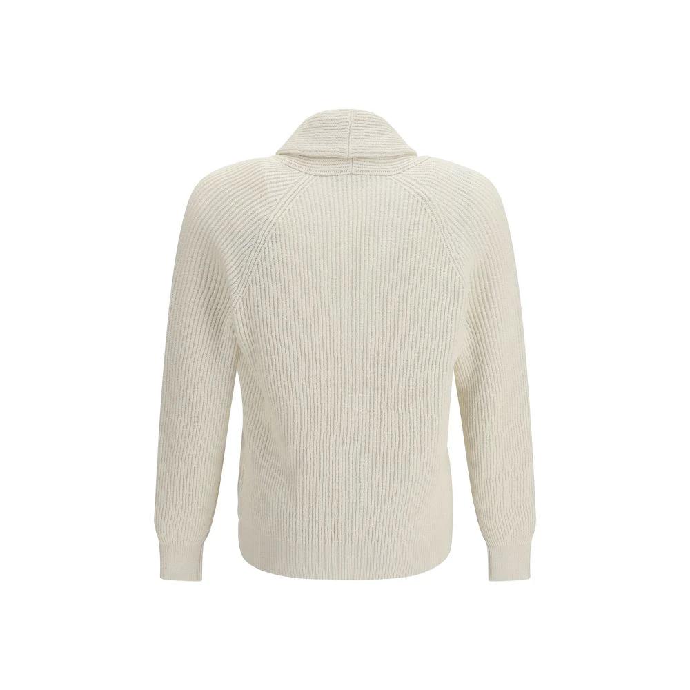 Brunello Cucinelli Beige Cotton Cardigan by Brunello Cucinelli