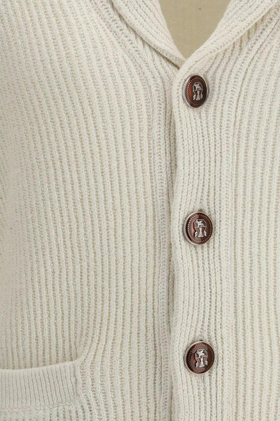 Brunello Cucinelli Beige Cotton Cardigan by Brunello Cucinelli