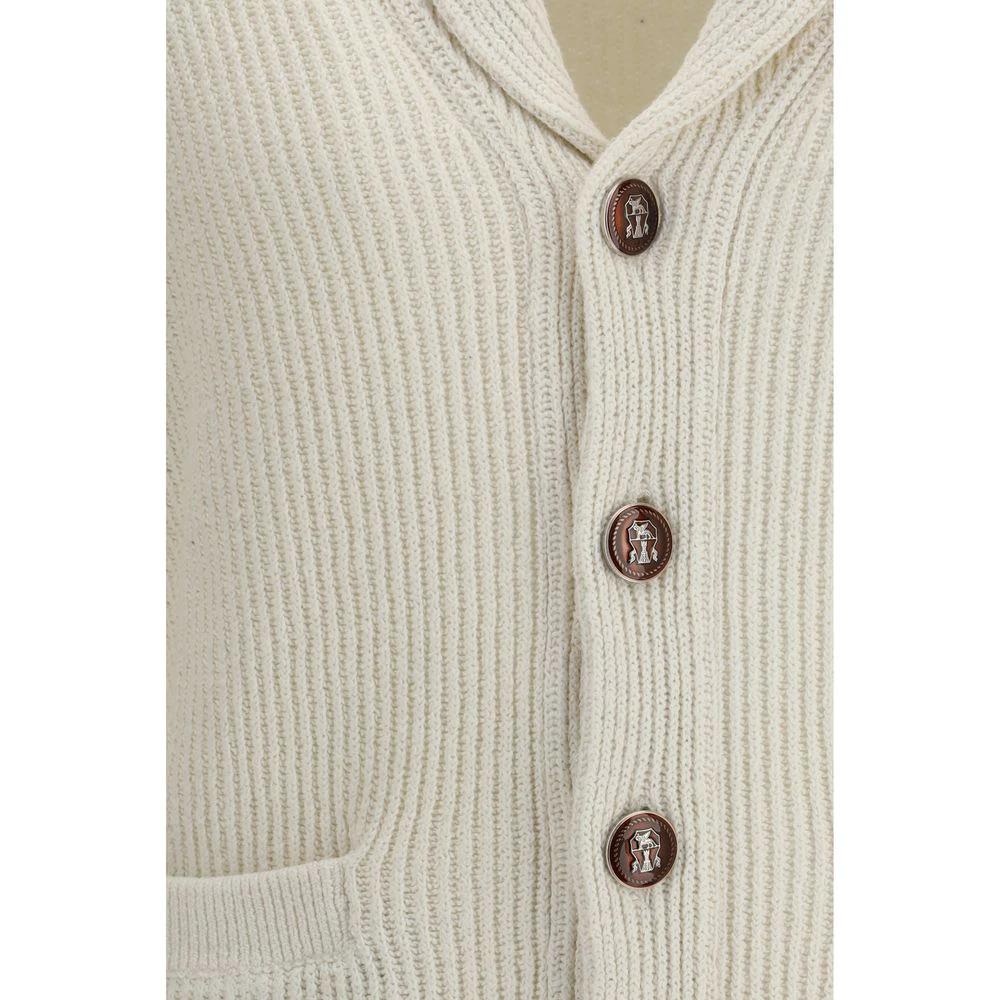 Brunello Cucinelli Beige Cotton Cardigan by Brunello Cucinelli