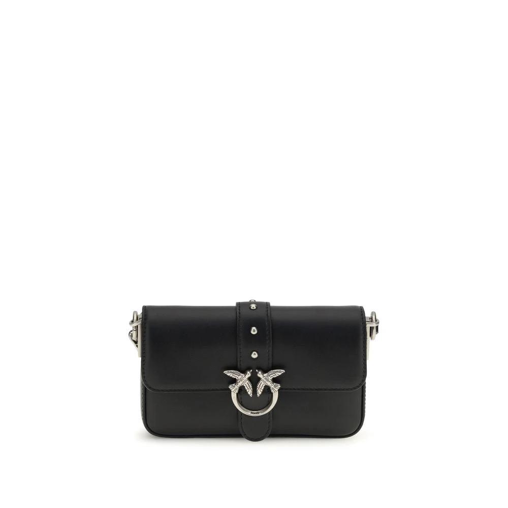 PINKO Schwarze Kalbsleder Bos Taurus Schultertasche by PINKO