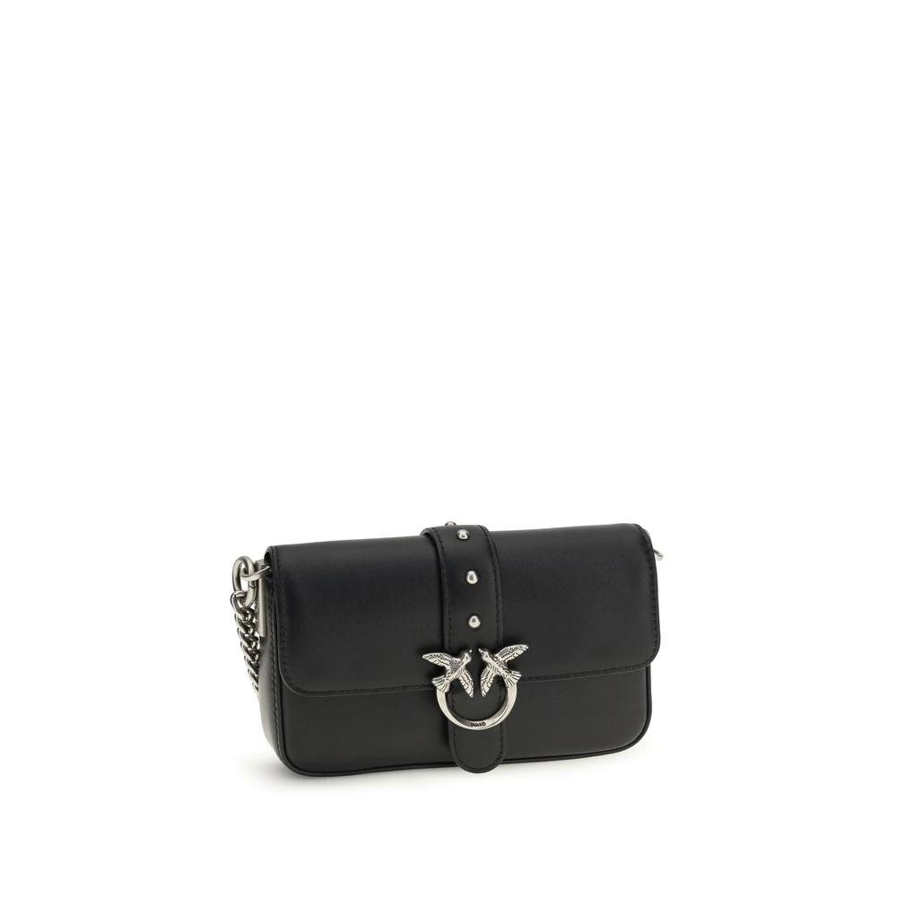 PINKO Schwarze Kalbsleder Bos Taurus Schultertasche by PINKO