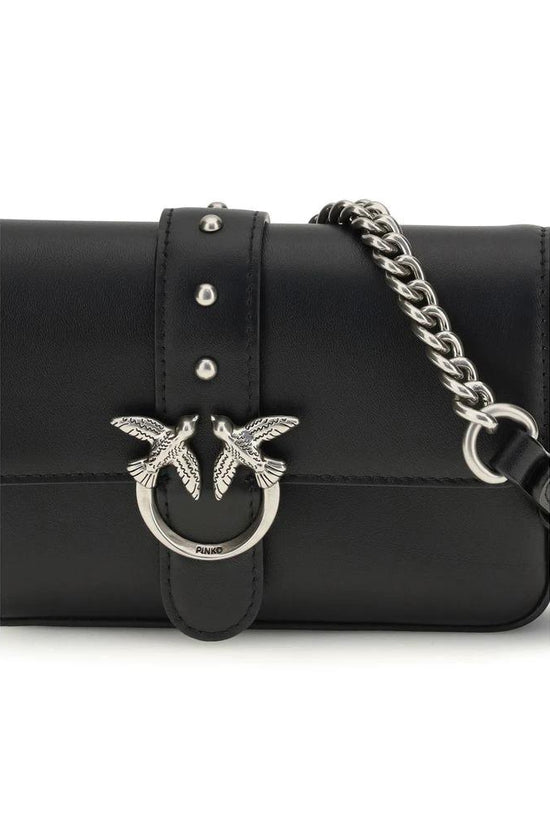 PINKO Schwarze Kalbsleder Bos Taurus Schultertasche by PINKO