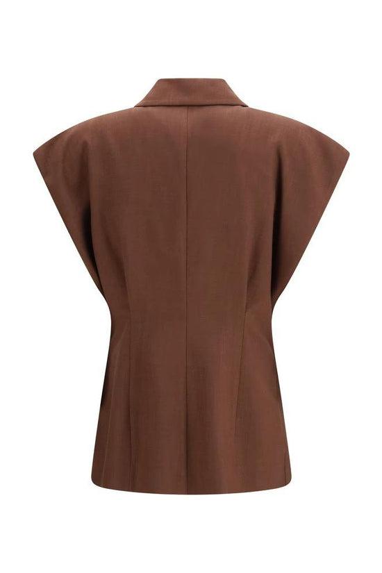 PINKO Brauner ärmelloser Blazer aus Viskose by PINKO