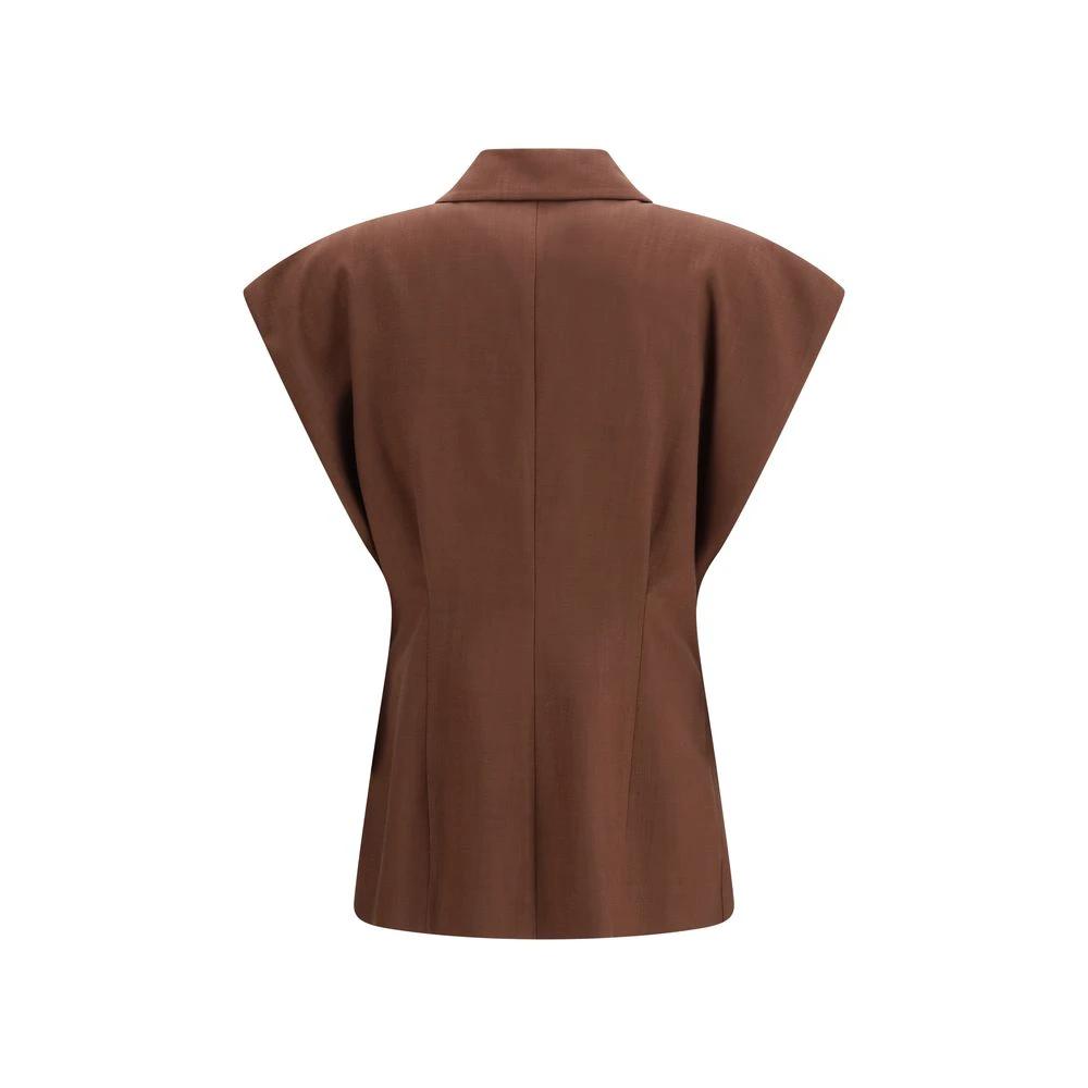 PINKO Brauner ärmelloser Blazer aus Viskose by PINKO