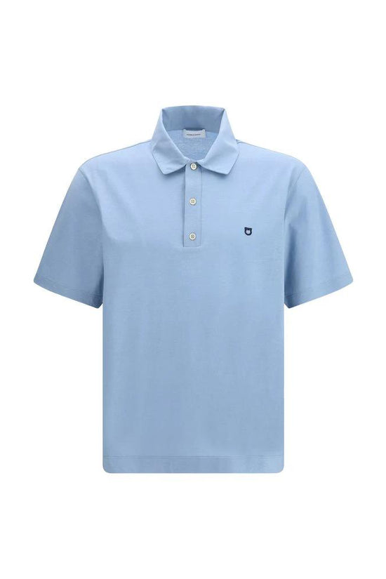 Ferragamo Blaues Baumwoll-Poloshirt by Ferragamo