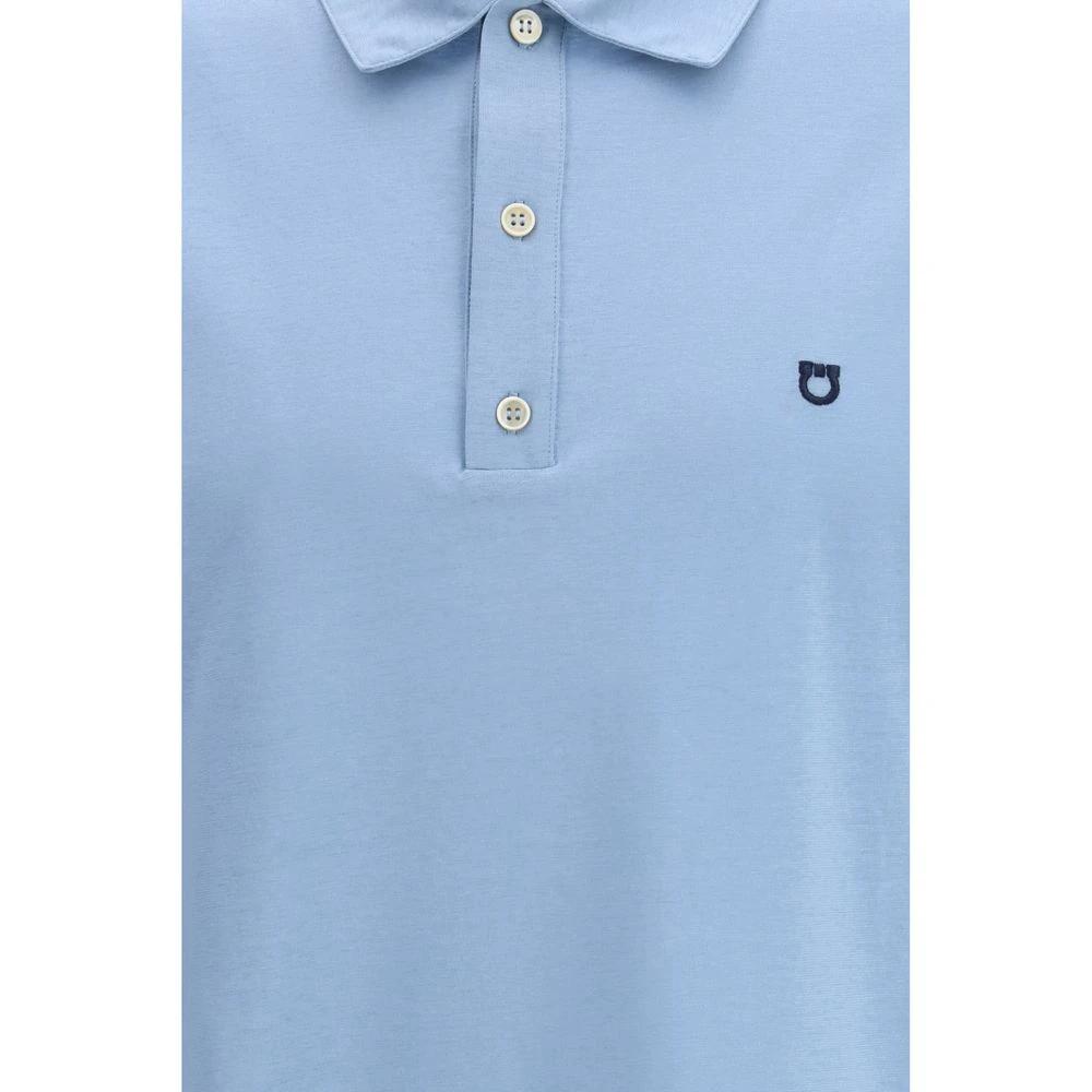 Ferragamo Blaues Baumwoll-Poloshirt by Ferragamo