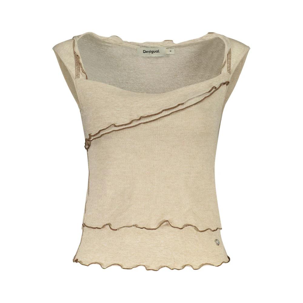 Desigual Beige Viskose Tanktops by Desigual