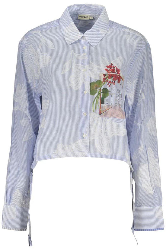 Desigual Blaues Baumwollhemd mit Muster by Desigual
