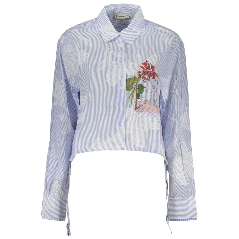 Desigual Blaues Baumwollhemd mit Muster by Desigual