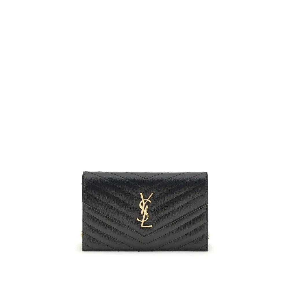 Saint Laurent Schwarze Bos Taurus Kalbsleder Schultertasche by Saint Laurent