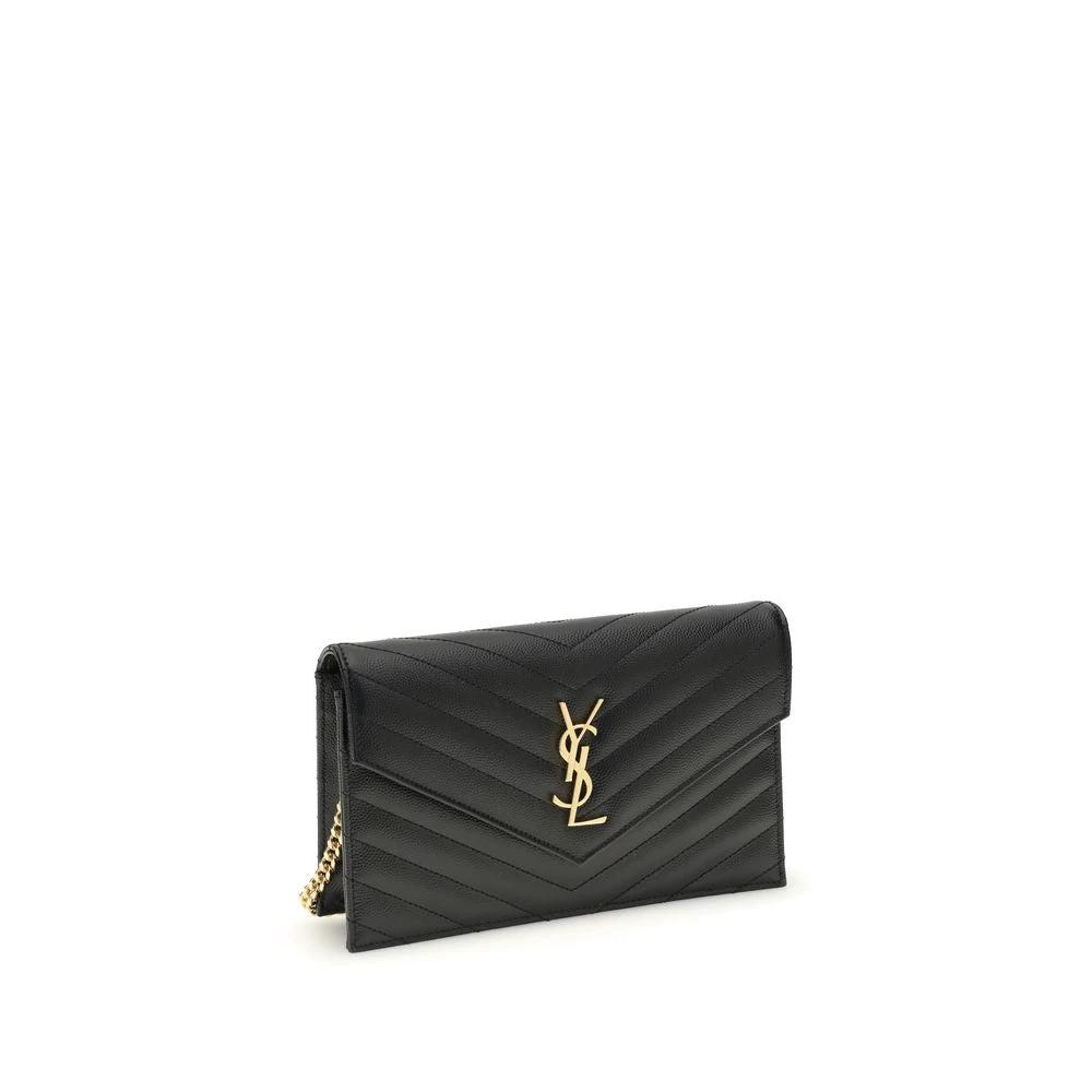 Saint Laurent Schwarze Bos Taurus Kalbsleder Schultertasche by Saint Laurent