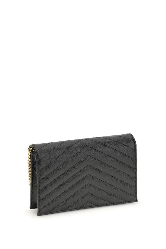 Saint Laurent Schwarze Bos Taurus Kalbsleder Schultertasche by Saint Laurent