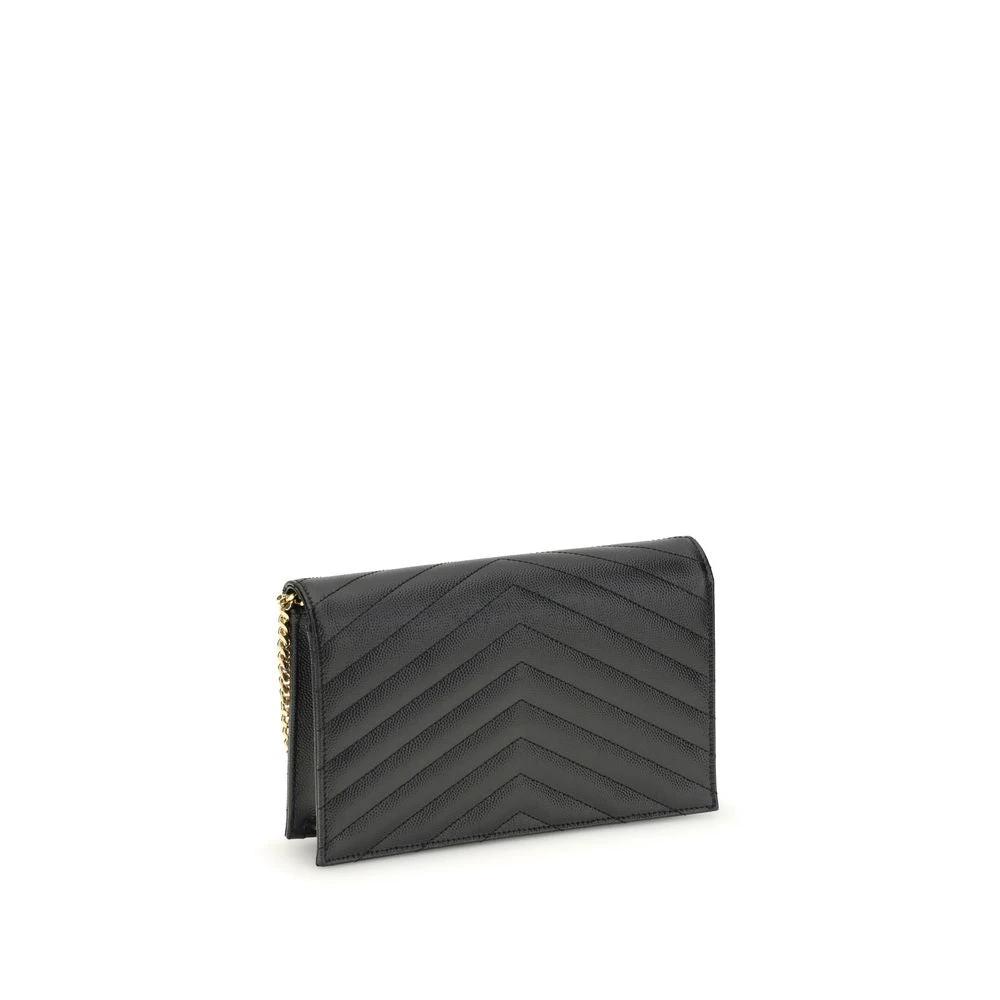 Saint Laurent Schwarze Bos Taurus Kalbsleder Schultertasche by Saint Laurent
