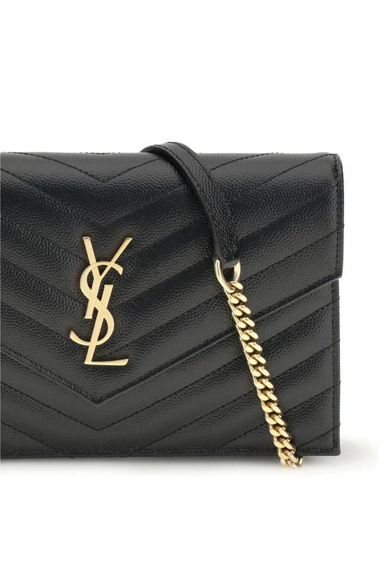 Saint Laurent Schwarze Bos Taurus Kalbsleder Schultertasche by Saint Laurent