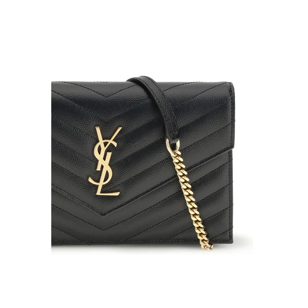 Saint Laurent Schwarze Bos Taurus Kalbsleder Schultertasche by Saint Laurent