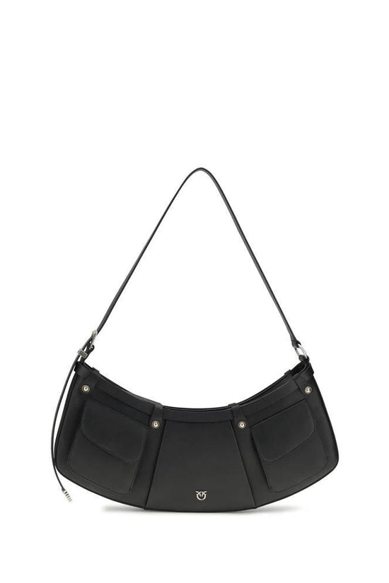 PINKO Schwarze Bos Taurus Kalbsleder Schultertasche by PINKO