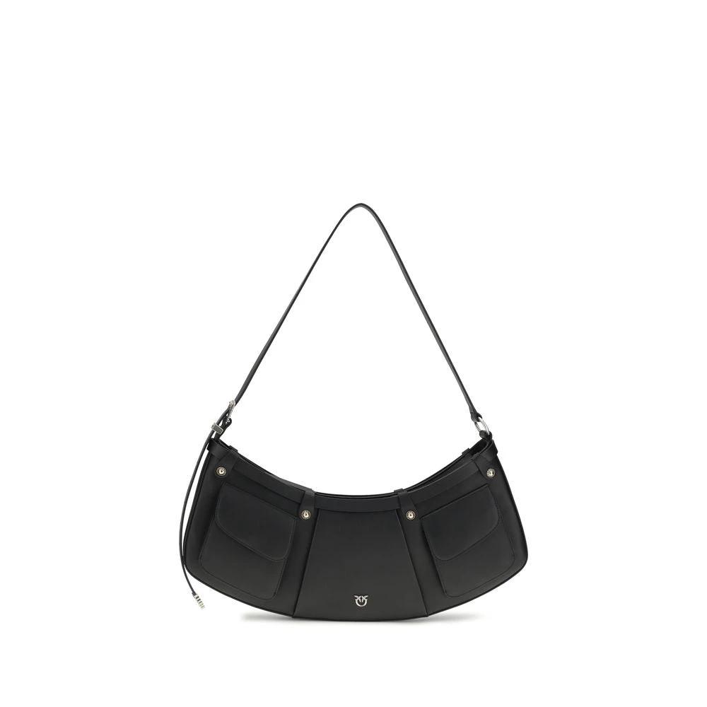 PINKO Schwarze Bos Taurus Kalbsleder Schultertasche by PINKO