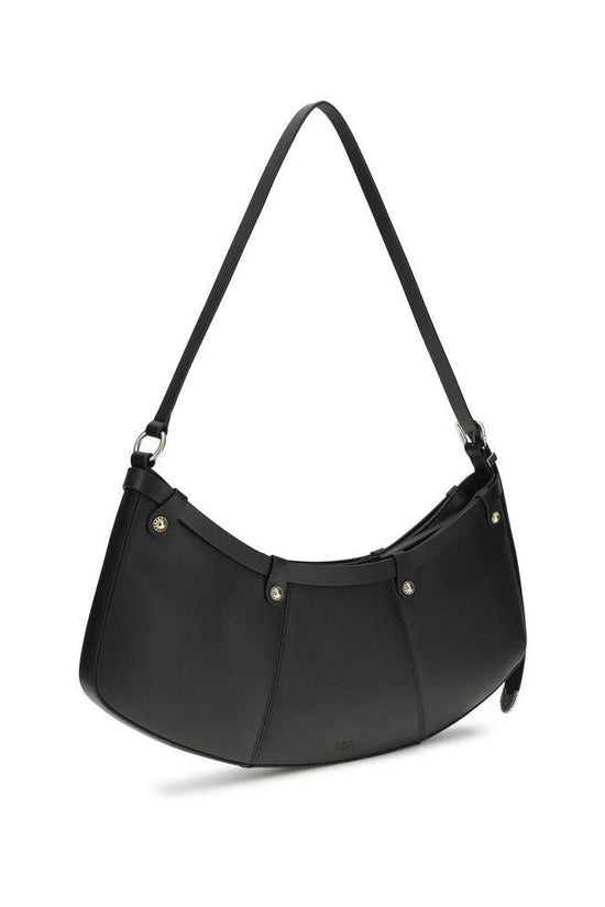 PINKO Schwarze Bos Taurus Kalbsleder Schultertasche by PINKO