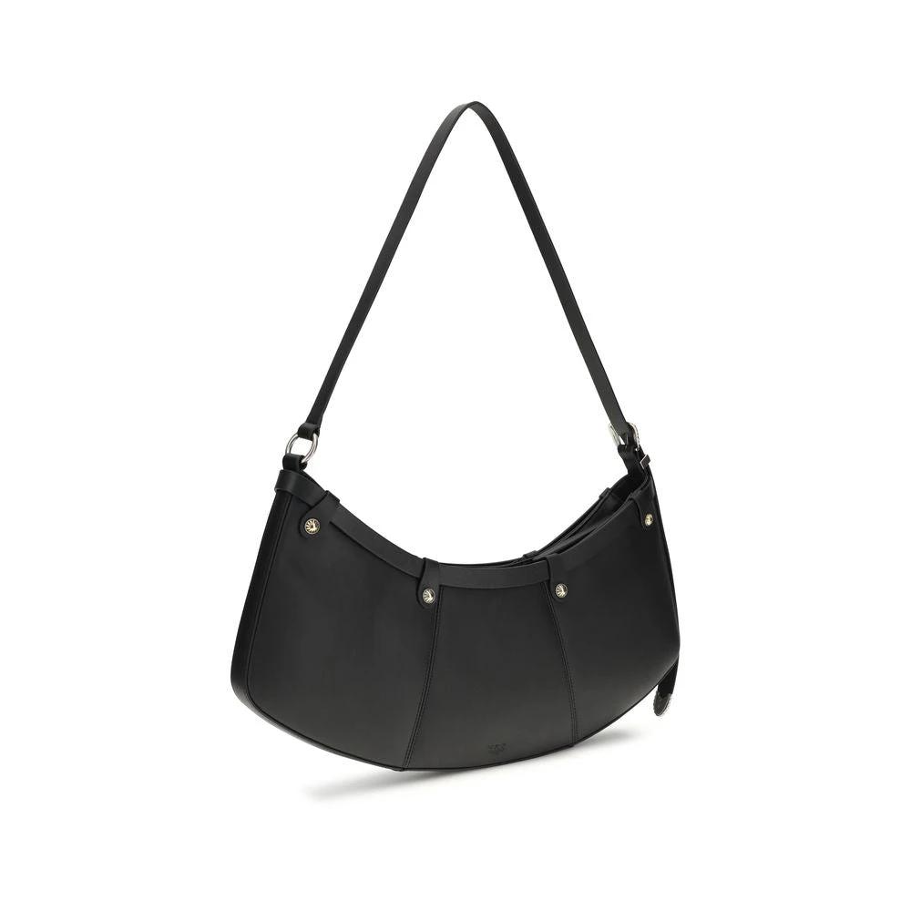 PINKO Schwarze Bos Taurus Kalbsleder Schultertasche by PINKO