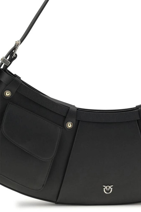 PINKO Schwarze Bos Taurus Kalbsleder Schultertasche by PINKO