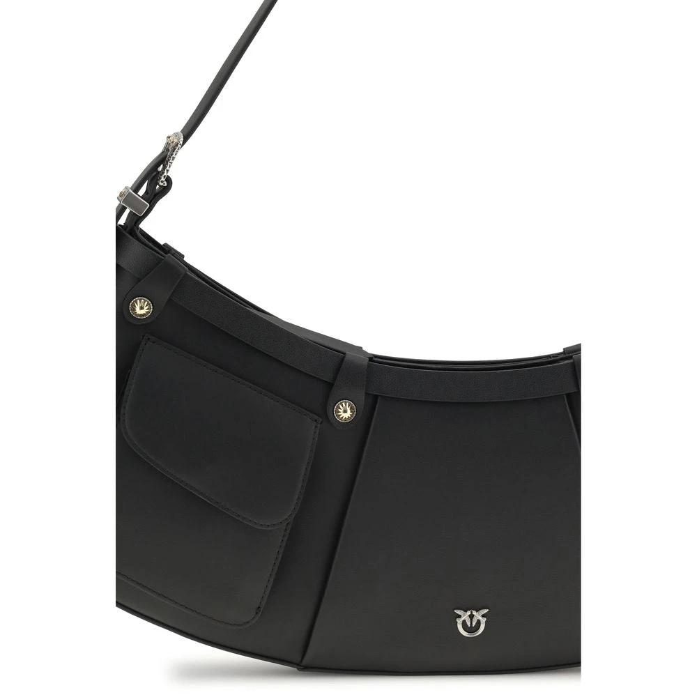 PINKO Schwarze Bos Taurus Kalbsleder Schultertasche by PINKO