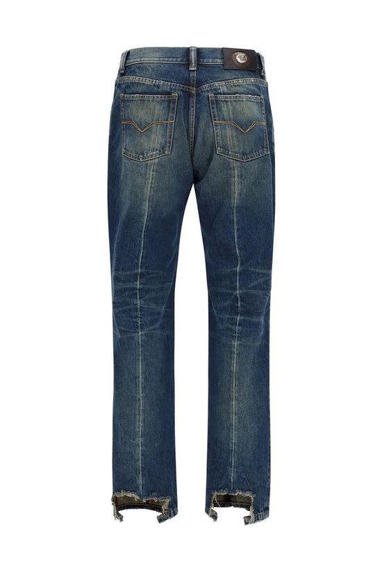 Versace Blaue Jeans aus Baumwolle im geraden Schnitt by Versace