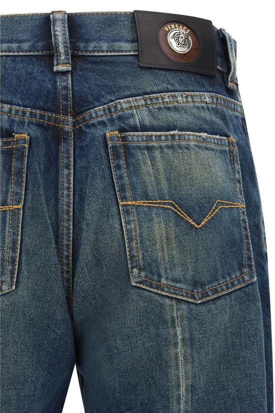 Versace Blaue Jeans aus Baumwolle im geraden Schnitt by Versace